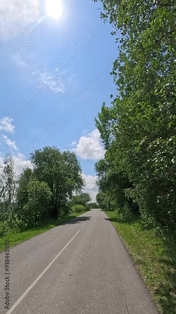 The car drives along the road on a summer day. Highways, roadside and road line markings. The car drives along the road on a summer day. Highways, roadside and road line markings.