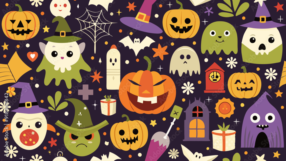 Obraz premium Halloween seamless background