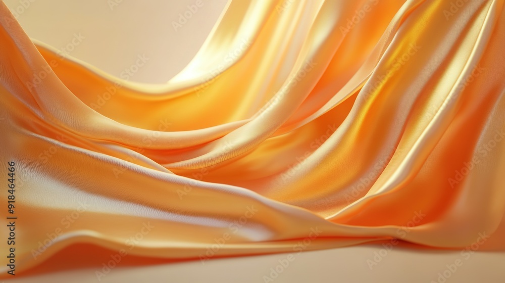 Obraz premium Golden Satin Fabric Draped in Soft Waves