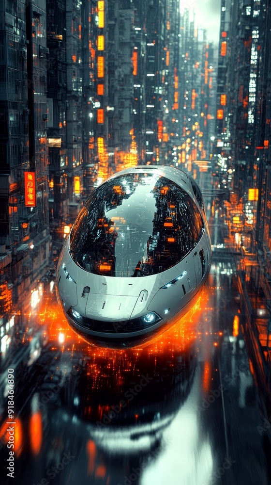 A sleek mercurymade vehicle futuristic design with fluid curves reflecting a hightech cityscape dynamic and energetic composition A sleek mercurymade vehicle futuristic design with fluid curves reflecting a hightech cityscape dynamic and energetic composition