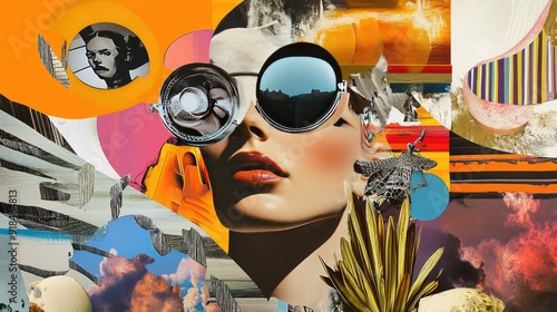 The eclectic mix of styles and mediums in a contemporary art collage, forming a visually striking and thought-provoking piece.