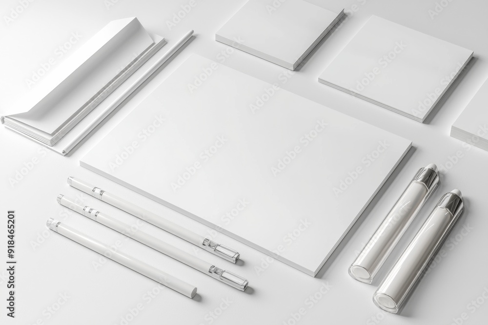 Realistic blank stationery set mockup isolated created with generative ai Realistic blank stationery set mockup isolated created with generative ai