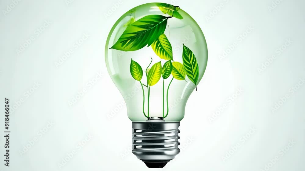Green Energy Innovation: Light Bulb with Plant Inside Green Energy Innovation: Light Bulb with Plant Inside
