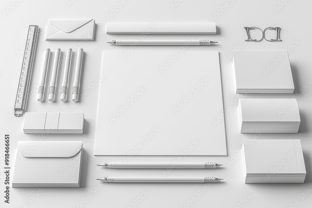 Realistic blank stationery set mockup isolated created with generative ai Realistic blank stationery set mockup isolated created with generative ai