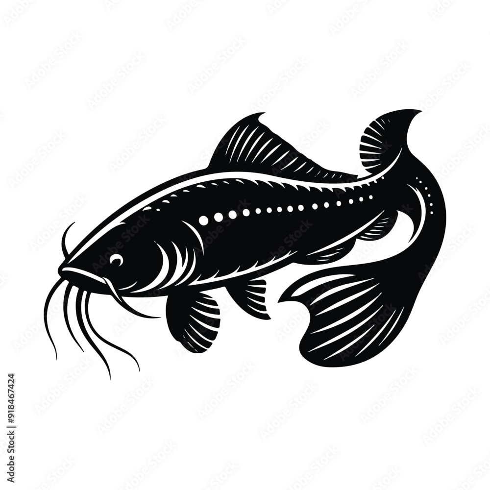 River fish silhouette vector illustration. cooking fish black and white animal. River fish silhouette vector illustration. cooking fish black and white animal.