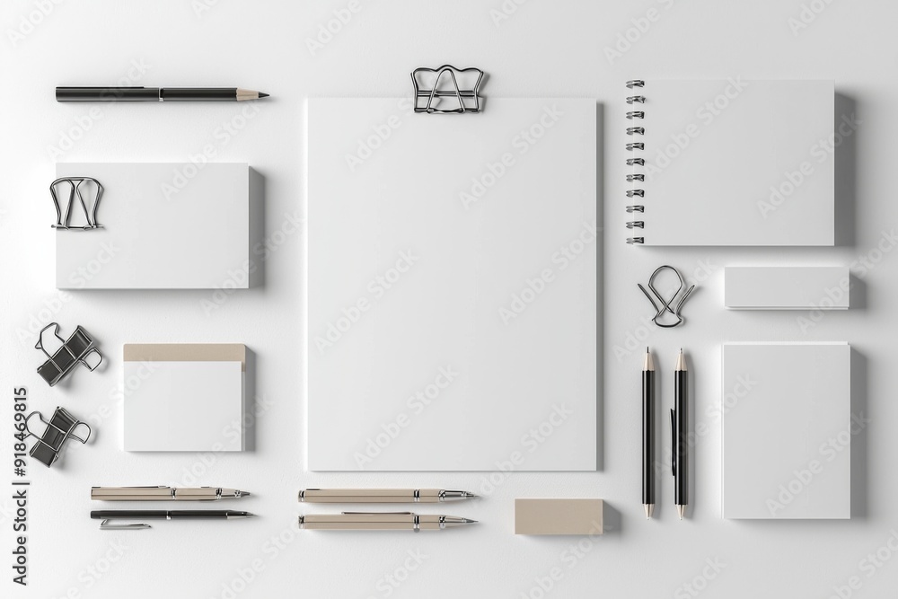 Realistic blank stationery set mockup isolated created with generative ai Realistic blank stationery set mockup isolated created with generative ai