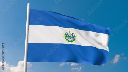 4K Flag of El Salvador country flag salvador waving with sky