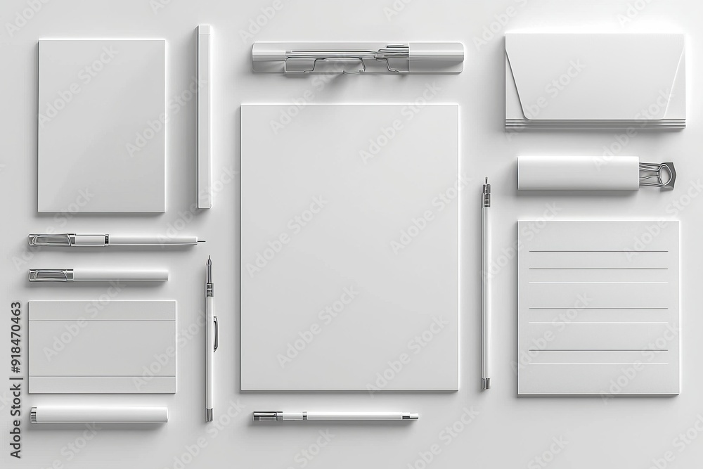 Realistic blank stationery set mockup isolated created with generative ai Realistic blank stationery set mockup isolated created with generative ai