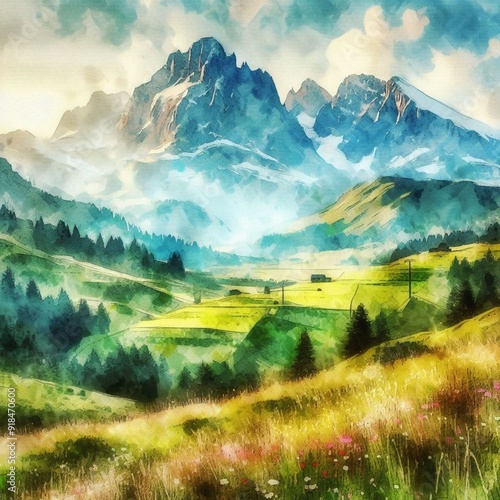 the serene and picturesque essence of an alpine landscape