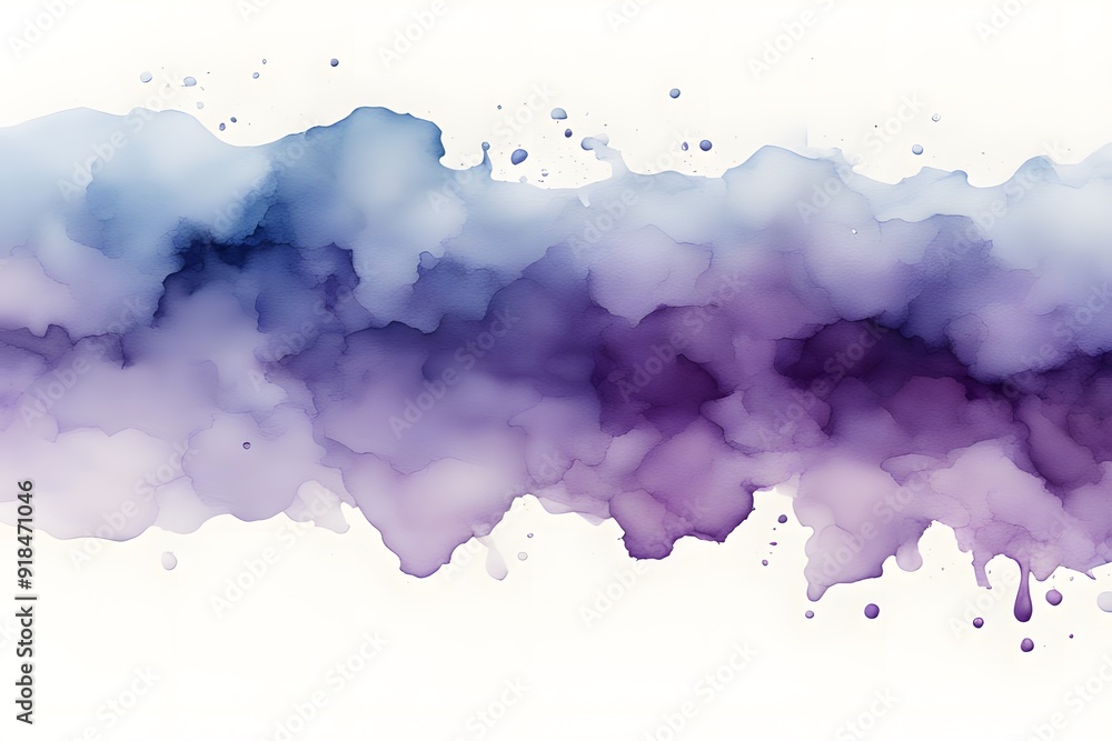 Obraz premium A gradient from pale blue to rich purple watercolor on white background, AI Generated