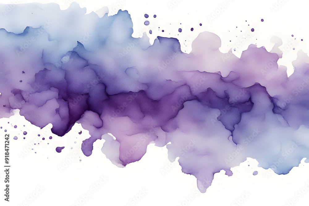Obraz premium A gradient from pale blue to rich purple watercolor on white background, AI Generated