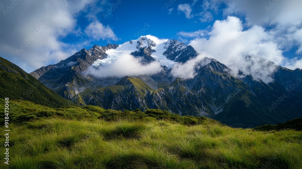 grass and clouds in foreground, blue sky, white clouds in background grass and clouds in foreground, blue sky, white clouds in background