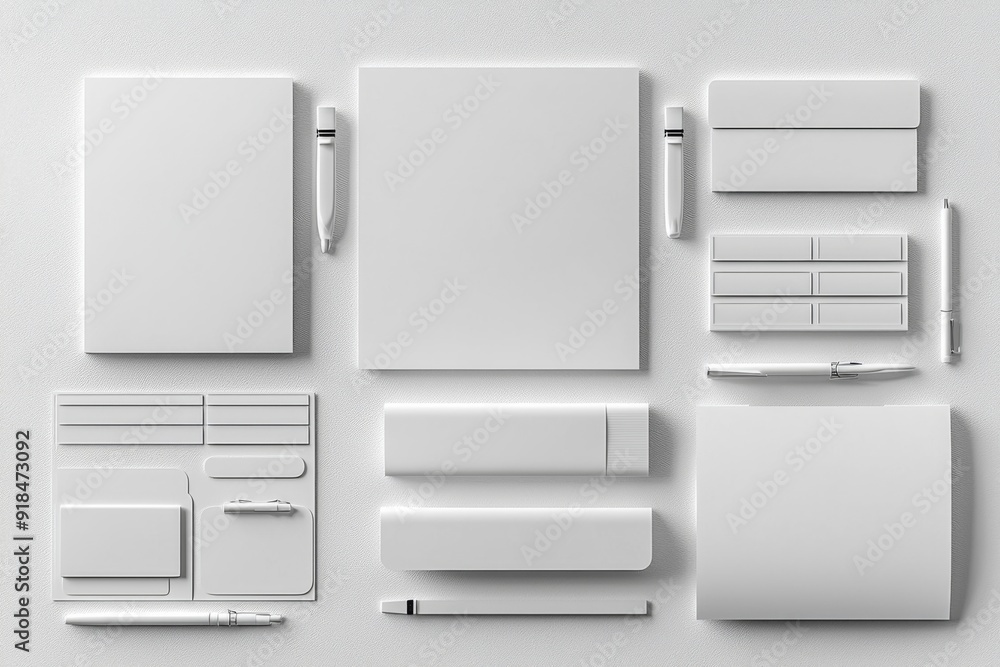Realistic blank stationery set mockup isolated created with generative ai Realistic blank stationery set mockup isolated created with generative ai