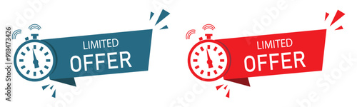 Limited offer banner of sale with clock, fire and countdown. Hot limited of time offer of discount. Vector