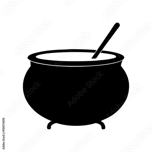 Cauldron with a ladle rests silhouette