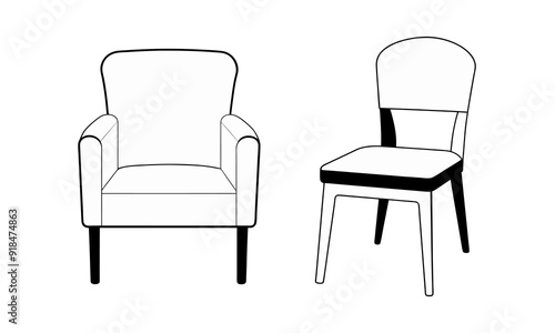 Chair silhouette illustration isolated on white background