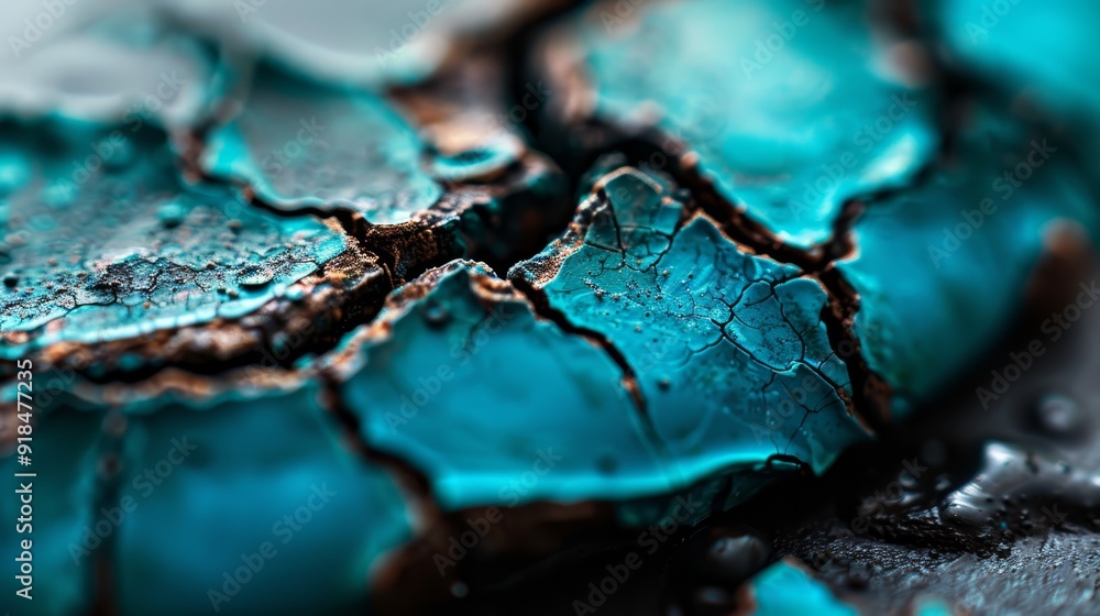 A detailed view of an artwork, predominantly painted blue with distinct brown elements A detailed view of an artwork, predominantly painted blue with distinct brown elements