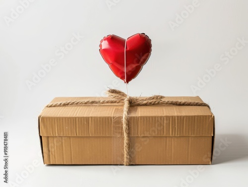 Wallpaper Mural Gift box with heart balloon on white background Torontodigital.ca