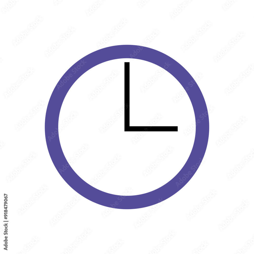 A simple clock design featuring a purple circular border A simple clock design featuring a purple circular border