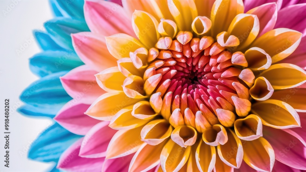 Obraz premium A close up of a colorful flower with many petals, AI