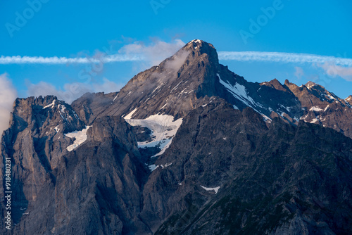 Sunset in the Swiss Alps Bernese Oberland area, as seen from Grindelwald