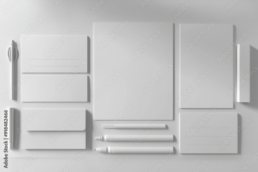 Realistic blank stationery set mockup isolated created with generative ai Realistic blank stationery set mockup isolated created with generative ai