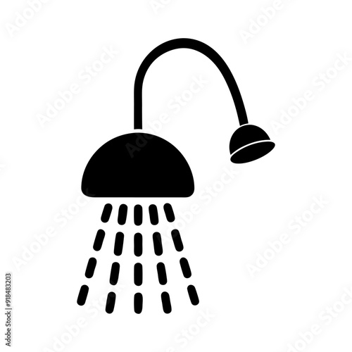 Water saving shower silhouette illustration