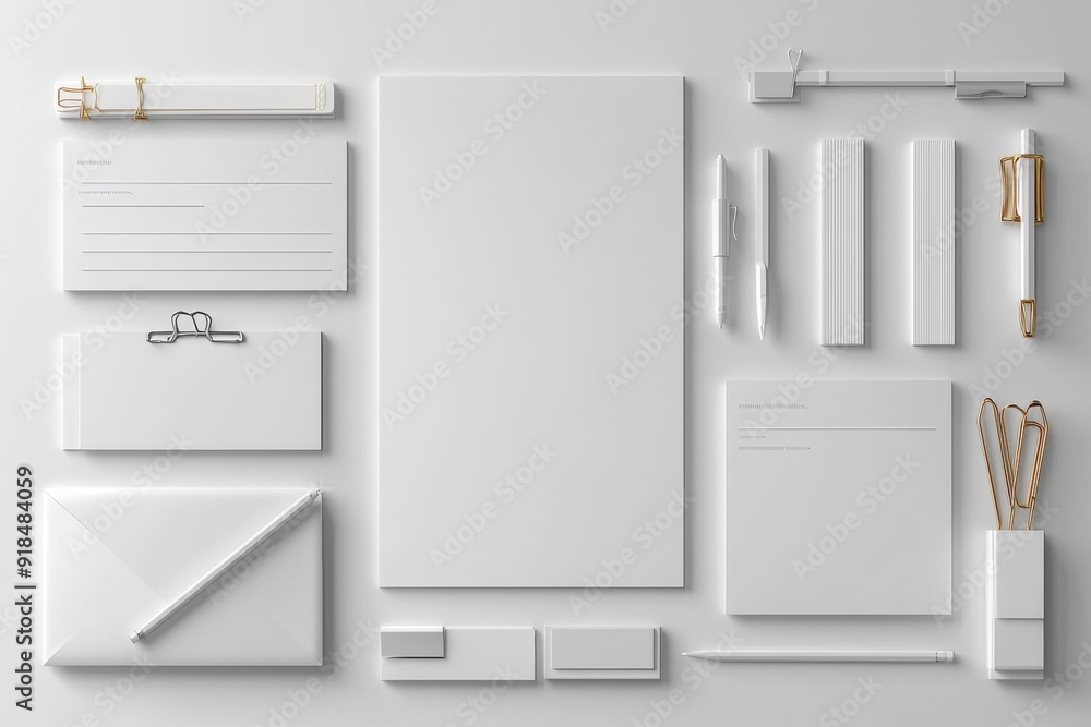 Realistic blank stationery set mockup isolated created with generative ai Realistic blank stationery set mockup isolated created with generative ai
