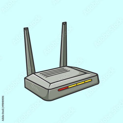 Wifi Router Internet Wireless Modem Cartoon Vector
