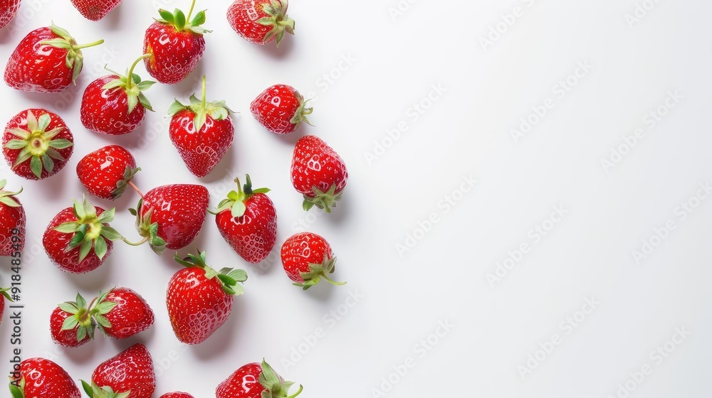 Fresh Strawberry on a white background, top view Fresh Strawberry on a white background, top view