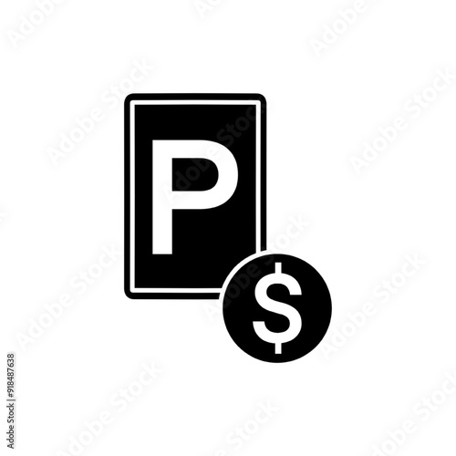 paid parking icon, private car park, flat symbol - editable stroke vector illustration
