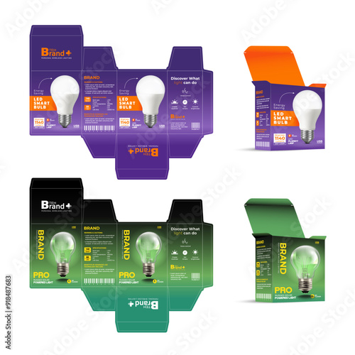 Printable Packaging Box and LED Bulb Concept Design with Separate Layer Organized