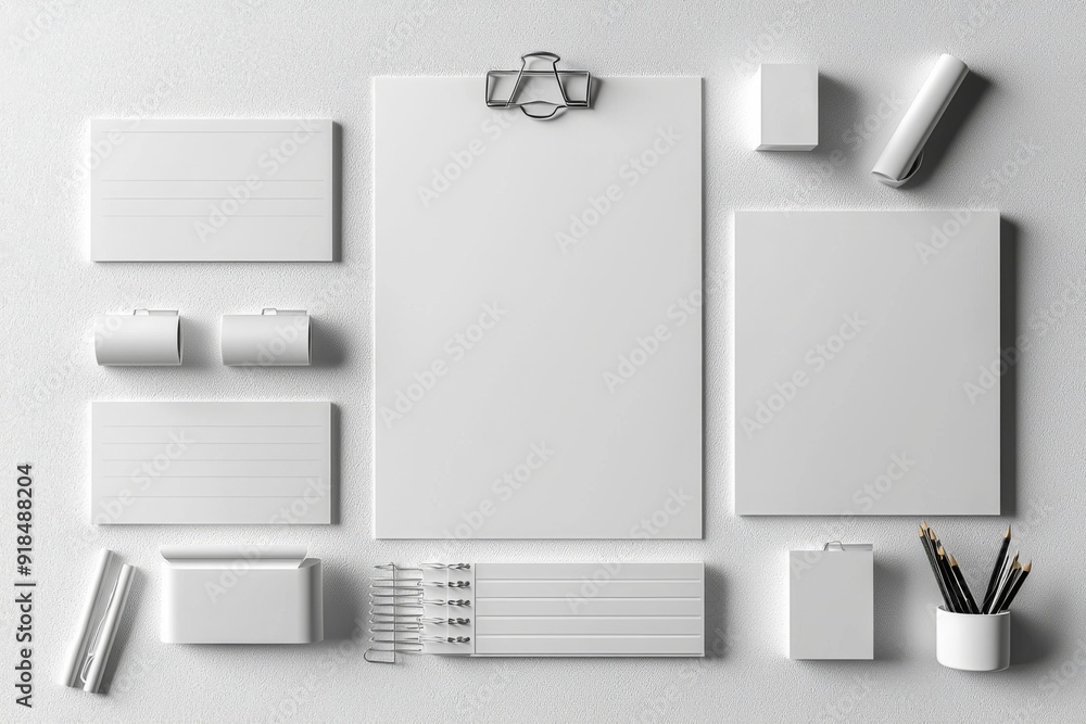 Realistic blank stationery set mockup isolated created with generative ai Realistic blank stationery set mockup isolated created with generative ai