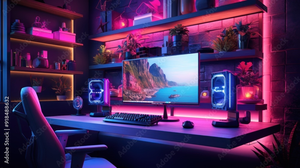 Neon Lit Gamer's Room Neon Lit Gamer's Room