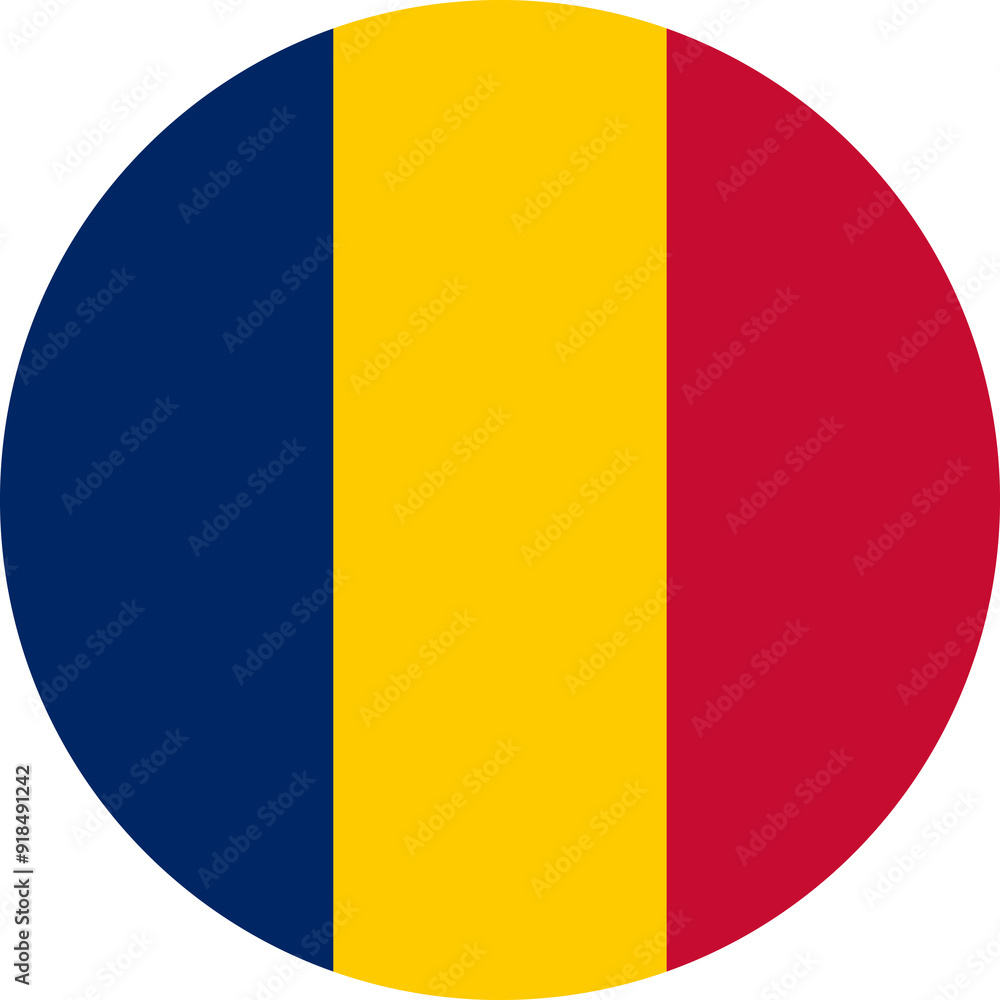 Fototapeta premium Flag of Chad Circle | High Resolution, Isolated on Transparent Background