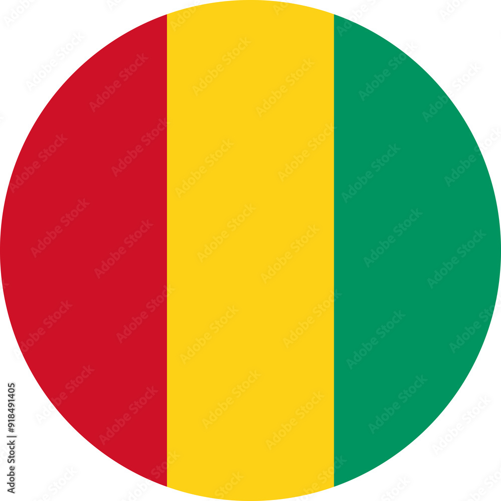 Fototapeta premium Flag of Guinea Guinean Flag Circle | High Resolution, Isolated on Transparent Background