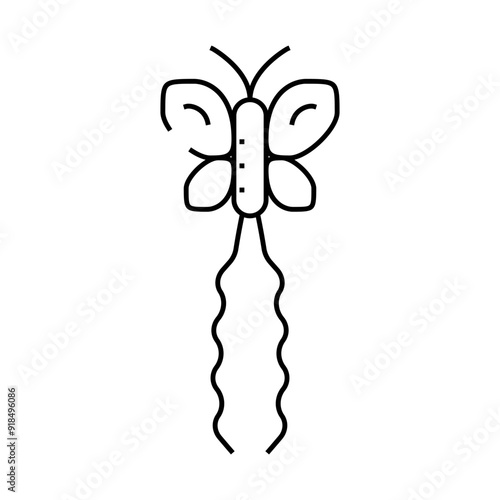 hair pin with butterfly decoration line icon vector. hair pin with butterfly decoration sign. isolated contour symbol black illustration