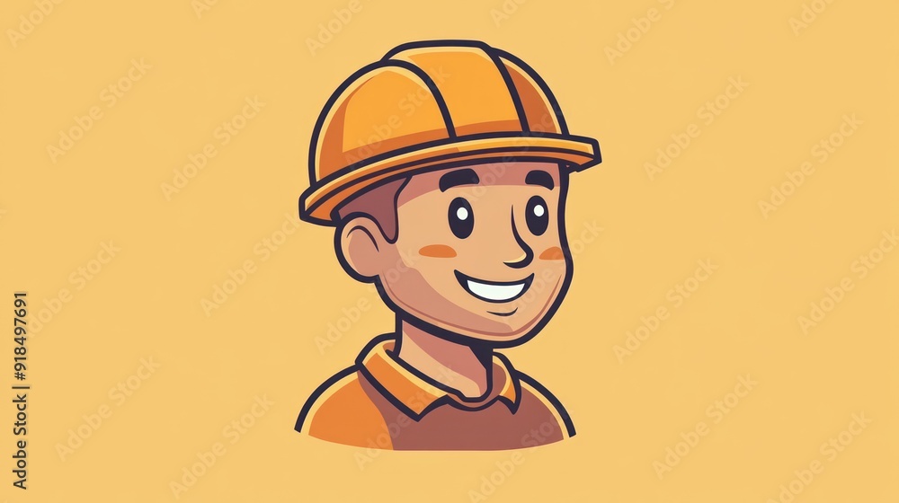Smiling Construction Worker Cartoon Illustration Smiling Construction Worker Cartoon Illustration