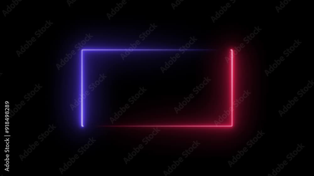 Neon Rectangle Border .Blue and red neon rectangle frame. Black background 4k animation Neon Rectangle Border .Blue and red neon rectangle frame. Black background 4k animation