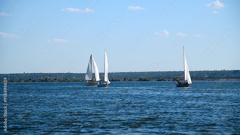 Sailboats compete in a sail regatta, race of sailboats Sailboats compete in a sail regatta, race of sailboats