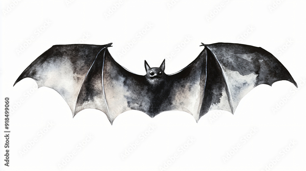 Fototapeta premium A watercolor bat silhouette on a transparent background