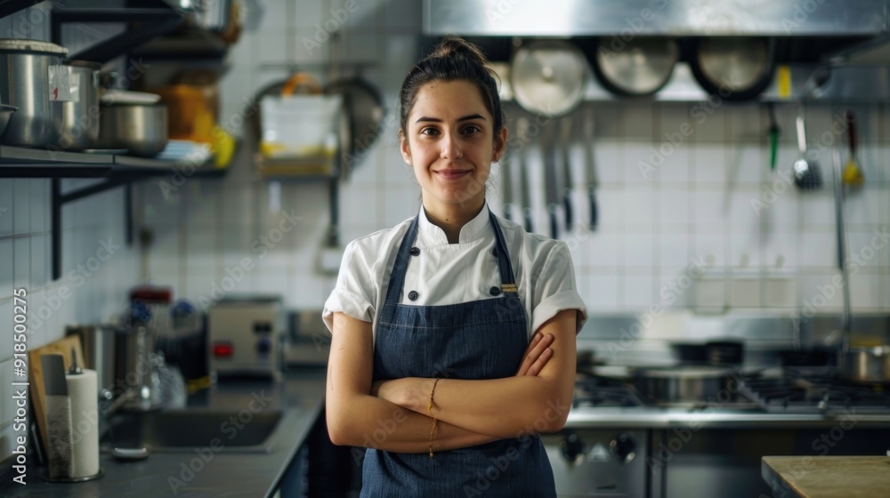 Confident Chef in Restaurant Kitchen Confident Chef in Restaurant Kitchen