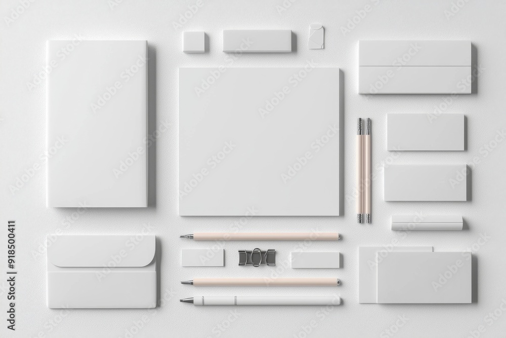 Realistic blank stationery set mockup isolated created with generative ai Realistic blank stationery set mockup isolated created with generative ai