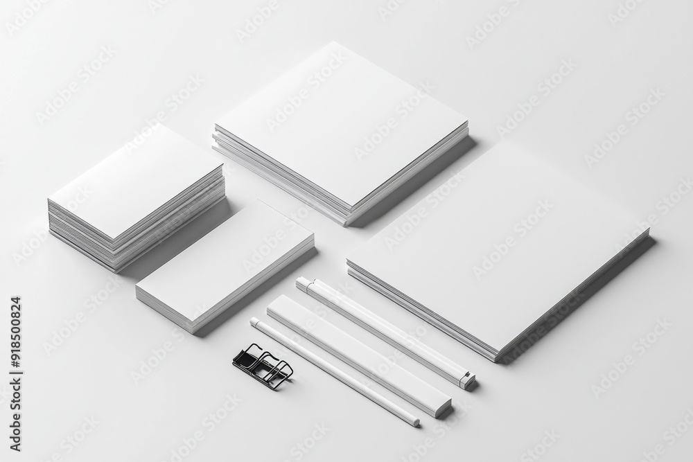 Realistic blank stationery set mockup isolated created with generative ai Realistic blank stationery set mockup isolated created with generative ai
