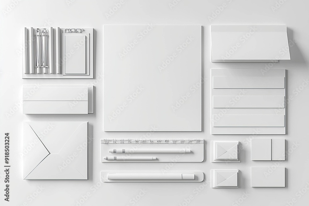 Realistic blank stationery set mockup isolated created with generative ai Realistic blank stationery set mockup isolated created with generative ai