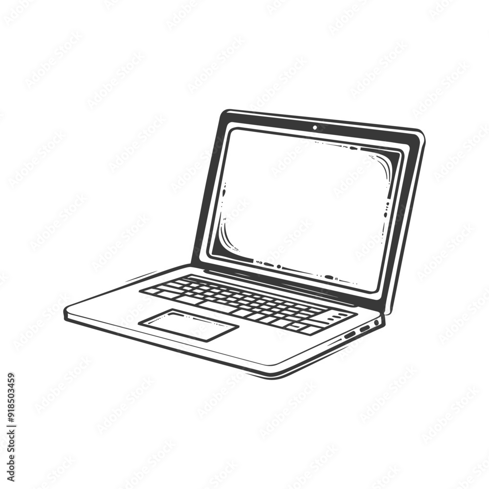 Hand Drawn Illustration of a Closed Laptop Hand Drawn Illustration of a Closed Laptop