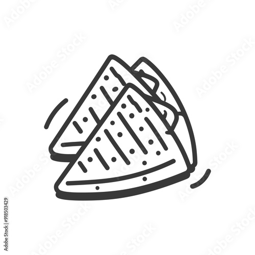Hand drawn doodle illustration of two toasted sandwiches