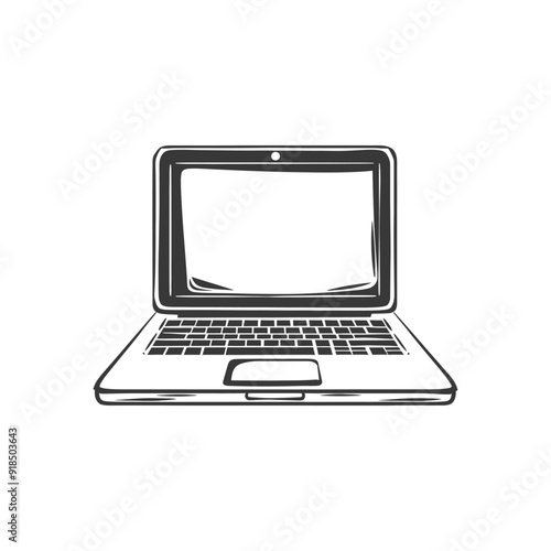 Hand drawn illustration of a laptop computer