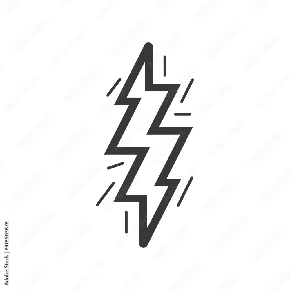 Hand drawn lightning bolt icon with diagonal lines Hand drawn lightning bolt icon with diagonal lines