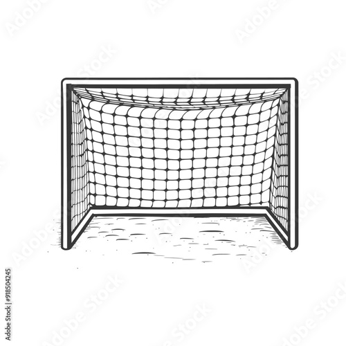 Hand Drawn Sketch of a Soccer Goal with Net